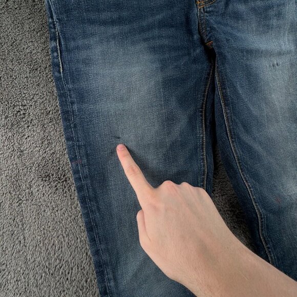 Nudie Jeans Blue Denim Trousers Designer Size 28x32 Grim Tim Org Teal Blue Adult - Picture 4 of 14